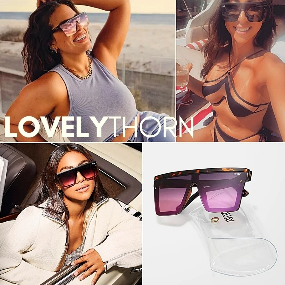 QUAY // ltd ed ashley graham collab tortoise frame black pink mirrored shields - Picture 7 of 16